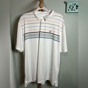 Callaway White and Orange Polo Shirt with Stripes